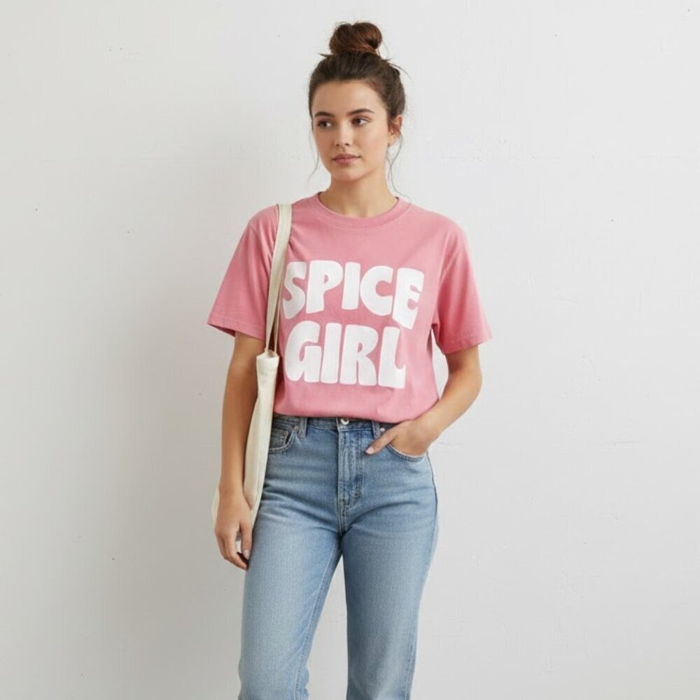 PINK LILY Spice Girl Oversized Graphic Tee in Pink Size Small